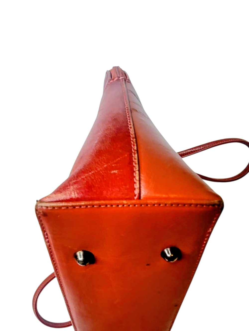 Bambas Cognac Leather Satchel Bag with Abstract Design - Picture 4 of 7